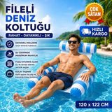 Poyraz Ticaret Yazın Trendi Lüks Fileli Serinletici Deniz ve Havuz Yatağı Pvc Kaliteli Malzeme 120X122CM - Mavi