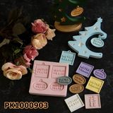 Poyrish 1025 - Silikon Kalıp Mum Kalıbı - 4'lü Mutlu Yıllar Minik Etiket - Çok Renkli - Standart