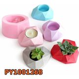 Poyrish 1034 - Silikon Kalıp Mum Kalıbı - Kalp Geometrik Saksı - Çok Renkli - Standart