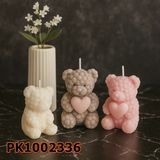 Poyrish 1121 - Silikon Kalıp Mum Kalıbı - Kalpli Güllü Küçük Boy Ayıcık - Çok Renkli - Standart