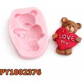 Poyrish 1124 - Silikon Kalıp Mum Kalıbı - Ayıcık I Love You - Çok Renkli - Standart