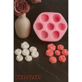 Poyrish 1135 - Silikon Kalıp Mum Kalıbı Mini - 7li Şakayık ve Gül Seti - Çok Renkli - Standart