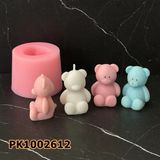 Poyrish 1177 - Silikon Kalıp Mum Kalıbı - Minik Ayıcık - Çok Renkli - Standart