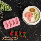 Poyrish 1221 - Silikon Kalıp Mum Kalıbı - 4'lü Yılbaşı Çorapları - Çok Renkli - Standart
