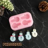 Poyrish 1225 - Silikon Kalıp Mum Kalıbı - 4'lü Mini Kardan Adam - Çok Renkli - Standart