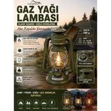 Pozart Klasik Gaz Yağlı Kamp Lambası Gemici Lambadı - Haki