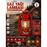 Pozart Klasik Gaz Yağlı Kamp Lambası Gemici Lambadı - Kırmızı