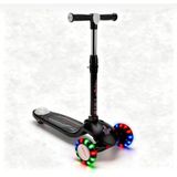 Pozart Pro Işıklı ve Katlanabilir LED Işıklı 3 Tekerlekli Çocuk Scooter 50KĞ Kapasite 3+Yaş - Siyah