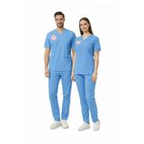 Pozitif Üniforma Alaska Mavisi Doktor Hekim Forması Pozitif Likralı Scrubs Takım (Yeni Yönetmelikle Uyumlu – Alaskan