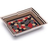Pozzi Milano Living Porselen Dekoratif Tabak 19,5 x 15,5 cm - Yok - Kırmızı - Siyah