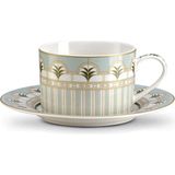 Pozzi Milano Rosita Porselen Çay Fincanı 220 ml & Tabağı - Beyaz - Açık Mavi