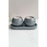 PP Handmade Pp Handmade 3'lü Yuvarlak Mumluk Set - Açık Gri