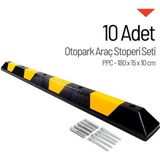 PPC Araç Stoperi Seti – 180x15x10 cm (10 Adet) | Dayanıklı ve Hafif Otopark Bariyeri