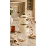 Pr Home Emaye Mini Model Emaye Çaydanlık Krem