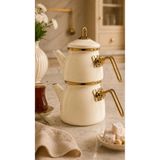 PR HOME Krem Mini Model Emaye Çaydanlık