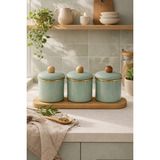 Pr Home Soft Green Emaye Baharatlık Seti 10 cm - Yeşil