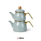 PR HOME Soft Yeşil Mini Model Emaye Çaydanlık
