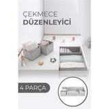 Practika Çekmece Düzenleme Kutu Seti 4'lü Organizer Polyester 29X29 cm Kullanım Için