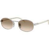 Prada B53S 1BC80K Kadın Güneş Gözlüğü Gümüş Çerçeve Oval Tasarım UV 400 Filtreli