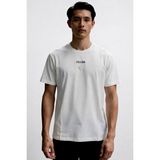 Prada Jean Yama Logolu Bisiklet Yaka Pamuklu Erkek T-Shirt - Ekru - 2XL