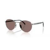 Prada PR B51S 5AV05C 53 Unisex Oval Gri Metal Güneş Gözlüğü