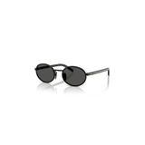Prada PR B56S AAV08Z 52 Oval Siyah Kombine Kemik Unisex Güneş Gözlüğü