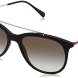 Prada Spor Metal Kaş Güneş Gözlüğü Siyah Kauçukta, Gri Renk Geçişi PS 02TS DG00A7 54, Siyah (Black Rubber/Greygradent), 54