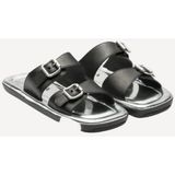 Prada Sport Çift Kayışlı Deri Kadın Sandalet - 0 - Siyah