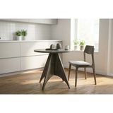 Praktura Arcus Doğal Ahşap Mutfak Masası Siyah-Antrasit Renk Yuvarlak Mutfak Masası - Yemek Masası 75X75 cm Çap Ahşap Masa Balkon Teras Cafe Masası - 75x75x75