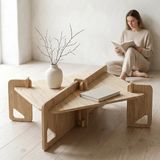 Praktura Craft Doğal Ahşap Orta Sehpa, Salon Sehpası, 60X80X45 Portatif Sehpa
