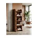 PRAKTURA SCALA Doğal Ahşap Ceviz Renk 5 Raflı Modüler Kitaplık, Ofis, Ev, Raf Sistemi 150x65x32 Ceviz Rengi, Doğal Ahşap Rengi, Siyah Ahşap Rengi