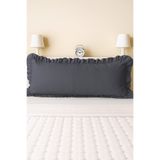 Pratic Home 1 Adet %100 Pamuklu Gri Renk Fermuarlı Fırfırlı Uzun Yastık Kılıfı 50x135 Cm