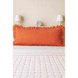 Pratic Home 1 Adet %100 Pamuklu Turuncu Renk Fermuarlı Fırfırlı Uzun Yastık Kılıfı 50x135 Cm