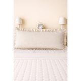 Pratic Home 1 Adet Ham Keten Fermuarlı Fırfırlı Uzun Yastık Kılıfı 50x135 Cm
