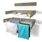 Pratik 100 cm Katlanabilir Duvara Monte Çamaşır Askısı, Cappuccino Renk - Ahşap - Ceviz - Seçenek 1