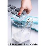 Pratik 12 Bölmeli Bas Parmak Silikon Buz Kalıbı |Kapaklı Silikon Yapışmaz Bas Parmak Buzluk Silikon