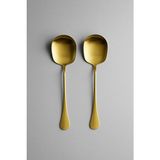 Pratik 2 Adet Paslanmaz Gold Çelik Lüx Servis Salata Kaşığı Spatula Çelik Yemek Servis Kaşığı 21CM - Sarı