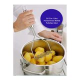 Pratik 24 Cm Lüks Paslanmaz Metal Patates Ezici Püre Yapıcı Paslanmaz Çelik