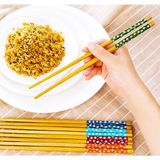 Pratik 2'li Desenli Yıkanabilir Kore Çin Bambu Chopsticks Yemek Çubuğu |desenli Bambu Chopstick - 01P-Pembe