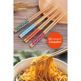 Pratik 2'li Desenli Yıkanabilir Kore Çin Bambu Chopsticks Yemek Çubuğu|Desenli Bambu Chopstick