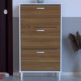 Pratik Ayaklı Kapı Önü 72 x 127 x 26 Cm’ Lik 3 Düşer Kapak 6 Göz Bölmeli Ayakkabılık - Beyaz - Ceviz