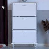 Pratik Ayaklı Kapı Önü 72 x 127 x 26 Cm’ Lik 3 Düşer Kapak 6 Göz Bölmeli Ayakkabılık - Beyaz