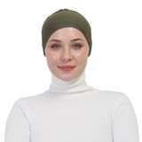 Pratik Bağlamalı Kaymayan Terletmeyen Tesettür Bone, Haki, Standart