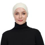 Pratik Bağlamalı Kaymayan Terletmeyen Tesettür Bone, Krem, Standart