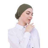 Pratik Bone Pamuklu Tesettür İç Bone, Başörtüsü İçin Hazır Viskon Şapka, Namaz Günlük Kullanım İçin Haki Standart