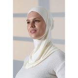 Pratik Boyunluklu Geçmeli Büyük Tesettür Bone - Krem - Standart