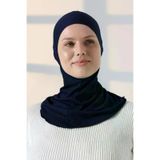 Pratik Boyunluklu Geçmeli Büyük Tesettür Bone - Lacivert