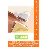 Pratik Çocuk Bebek Güvenlik Masa Komodin Mobilya Çarpma Önleyen Silikon Köşe Kenar Koruyucu 20 Adet - 1+ Yaş - Şeffaf