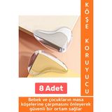 Pratik Çocuk Bebek Güvenlik Masa Komodin Mobilya Çarpma Önleyen Silikon Köşe Kenar Koruyucu 8 Adet - 1+ Yaş - Şeffaf