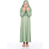 Pratik Çocuk Namaz Elbisesi 9-11 Yaş Mint Yeşili - Standart